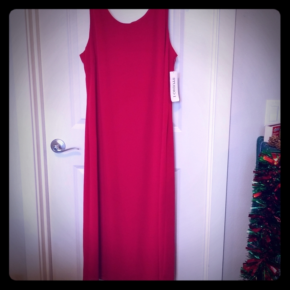 Red floor length gown